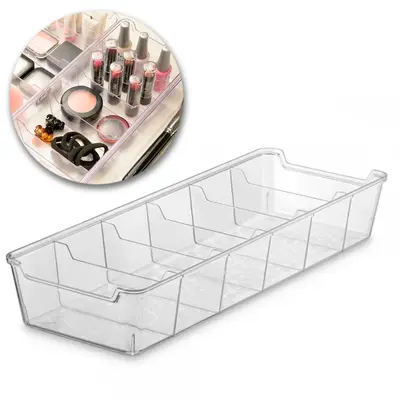 ORGANIZADOR DE GAVETAS DE ACRILICO RETANGULAR COM 6 DIVISORIAS TRANSPARENTE 34X12,5X5,5CM