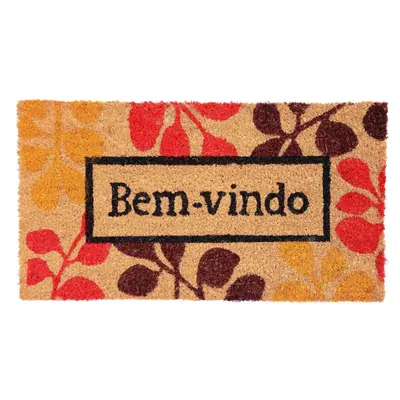 TAPETE CAPACHO DE PISO DE FIBRA RETANGULAR EMBORRACHADO BEM VINDO 60X33CM