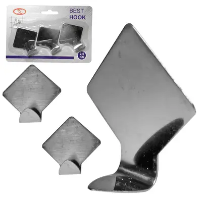 CABIDE GANCHO DE INOX AUTOADESIVO COM 3 PECAS 5X5X2CM