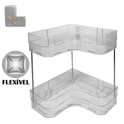 CANTONEIRA DE PLASTICO PET FLEXIVEL / METAL TRIANGULAR 3 TUBOS COM 2 DIVISORIAS 38X28X26CM