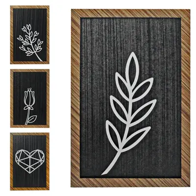 ENFEITE PLACA DE MADEIRA MDF RETANGULAR COM MOLDURA APLIQUE 19X12,5CM