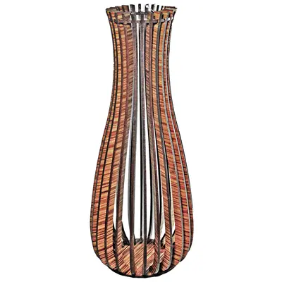 VASO DECORATIVO DE MADEIRA ARTESANAL G 30CM