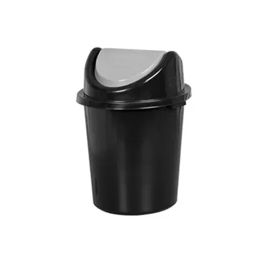 CESTO FECHADO DE PLASTICO REDONDO PRETO COM TAMPA BASCULANTE 28L 42X37CM DE Ø