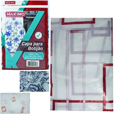 CAPA DE PLASTICO PE PARA BOTIJAO 13KG ESTAMPAS SORTIDAS 44X29CM DE Ø