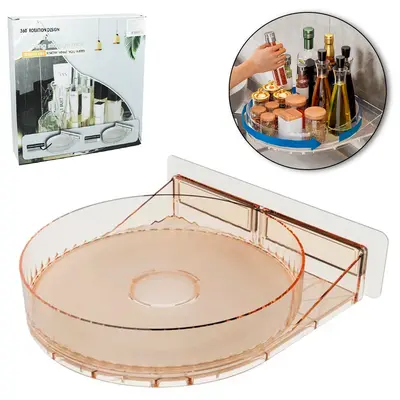PRATELEIRA DE CANTO DE ACRILICO REDONDA MULTIFUNCIONAL RACK GIRATORIA 360º AUTOADESIVO 24X23X22CM DE Ø