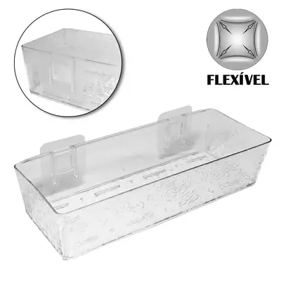 CESTO ORGANIZADOR DE PLASTICO PET FLEXIVEL RETANGULAR AUTOADESIVO 28X11X6,3CM