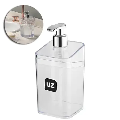 PORTA SABONETE LIQUIDO DE ACRILICO QUADRADO SLIM TRANSLUCIDO TRANSPARENTE