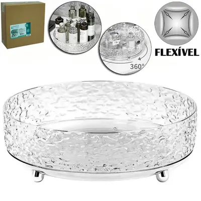 ORGANIZADOR BANDEJA DE PLASTICO PET FLEXIVEL REDONDA GIRATORIA 360º MULTIUSO INOVA 8,6X28CM DE Ø