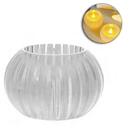 VELA DECORATIVA ELETRONICA DE LED COM CASTICAL ACRILICO A BATERIA 4X6CM DE Ø