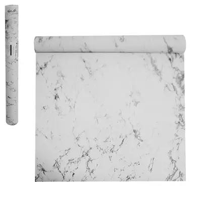 PAPEL DE PAREDE ROLO AUTOADESIVO MARMORE BRANCO DCA DECOR 45CMX5M