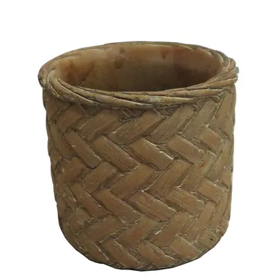 VASO DECORATIVO DE CIMENTO REDONDO TRAMADO 9,5X10CM DE Ø