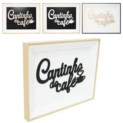 QUADRO DECORATIVO 24X30CM DE MADEIRA MDF CANTINHO DO CAFE