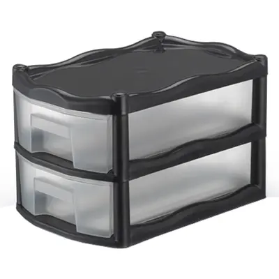 GAVETEIRO ORGANIZADOR DE PLASTICO COM 2 GAVETAS PRETO 28X18,5X17,5CM