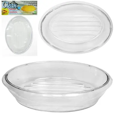 SABONETEIRA DE PIA DE ACRILICO OVAL CLEAN 13X9CM