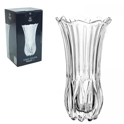 VASO DE VIDRO REDONDO TULIPA WOLFF CASA 19X10CM DE Ø