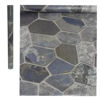 PAPEL DE PAREDE ROLO AUTOADESIVO PEDRAS CINZAS 45CMX5M