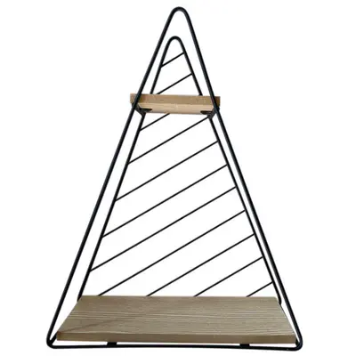 PRATELEIRA DECORATIVA TRIANGULAR DUPLA ARAMADO / MADEIRA BLACK 33X25X9,5CM