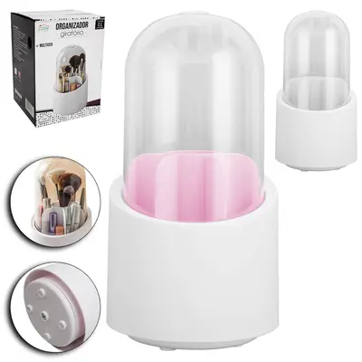 ORGANIZADOR PARA PINCEL MAKE / MAQUIAGEM GIRATORIO CUPULA DE PLASTICO 7 CAVIDADES 15X12,5CM DE Ø
