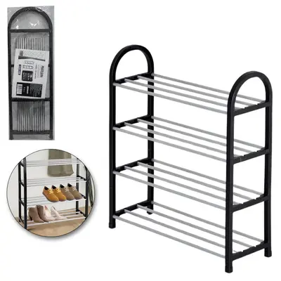 ORGANIZADOR / SAPATEIRA DESMONTAVEL DE PLASTICO / METAL COM 12 TUBOS 4 ANDARES 56X18,5CM