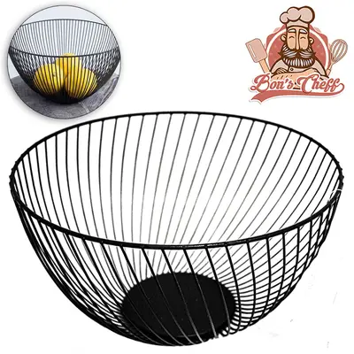 CESTA FRUTEIRA DE MESA ARAMADO REDONDA ALTA BLACK BONS CHEFF 14X25CM DE Ø