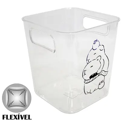 ORGANIZADOR DE PLASTICO PET FLEXIVEL QUADRADO CAPIVARA COM ALCA 17X15,5CM