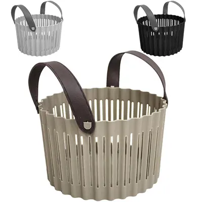 CESTO ORGANIZADOR DE PLASTICO REDONDO VAZADO COM ALCA 11,5X18,5CM DE Ø