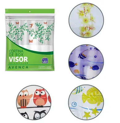 CORTINA DE BOX DE PLASTICO VINIL VISOR ESTAMPAS SORTIDAS 200X135CM