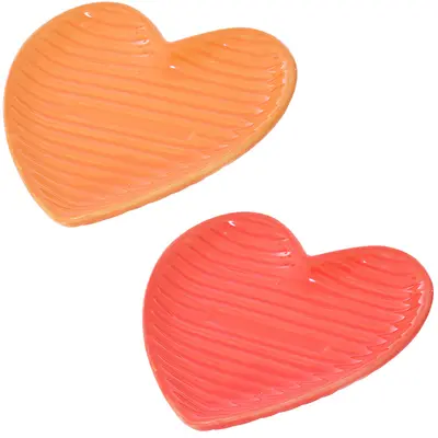 ENFEITE PORTA JOIAS CORACAO DE PORCELANA COLORS 13,5X13X2CM