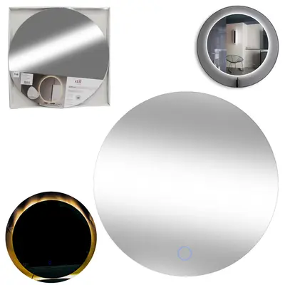 ESPELHO DE PENDURAR REDONDO DECORATIVO COM TOUCH + LED E CABO USB 48CM DE Ø