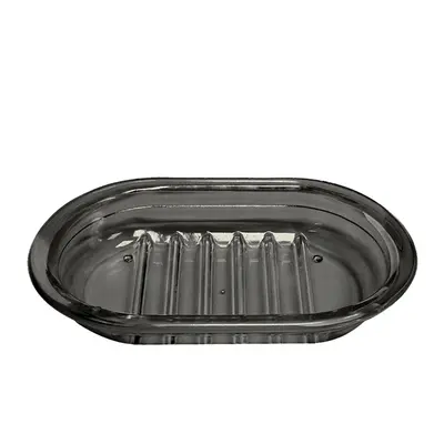 SABONETEIRA DE PIA DE ACRILICO OVAL FUME PREMIUM 14,5X9,5CM