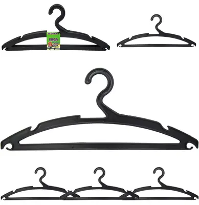 CABIDE ROUPA DE PLASTICO CHATO GOLD COM CAVA PRETO 5 PECAS 40X16CM 6MM
