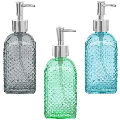 PORTA SABONETE LIQUIDO DE VIDRO QUADRADO TRANSCOLOR 400ML