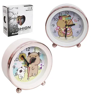 RELOGIO DE MESA / DESPERTADOR REDONDO CAPIVARA 10,5CM DE Ø