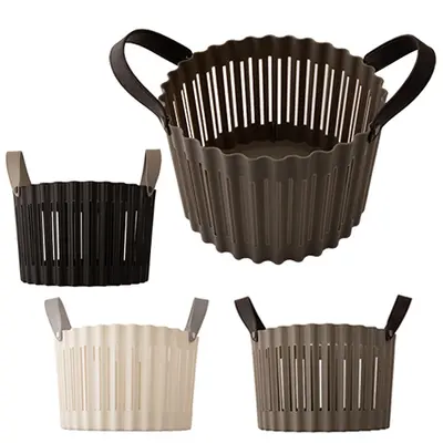 CESTO ORGANIZADOR DE PLASTICO REDONDO VAZADO COM ALCA 14,5X22,5CM DE Ø