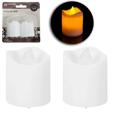 VELA DECORATIVA ELETRONICA DE LED A BATERIA COM 2 PECAS 4,5X4CM DE Ø