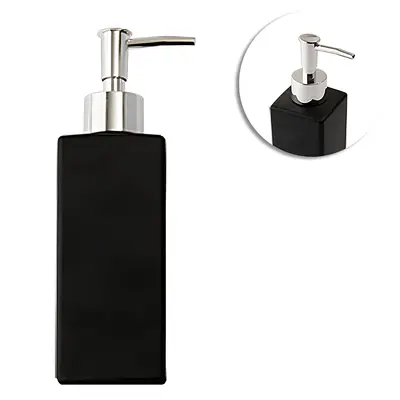 PORTA SABONETE LIQUIDO DE VIDRO QUADRADO BLACK 320ML