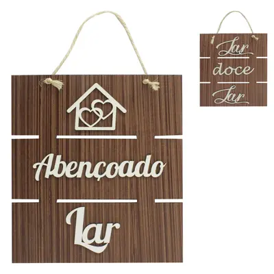 ENFEITE PLACA DE MADEIRA FRASES PARA PENDURAR 28X25CM