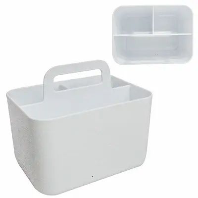 ORGANIZADOR DE PLASTICO RETANGULAR COM 3 CAVIDADES + ALCA INOVA 15X13,5X11CM