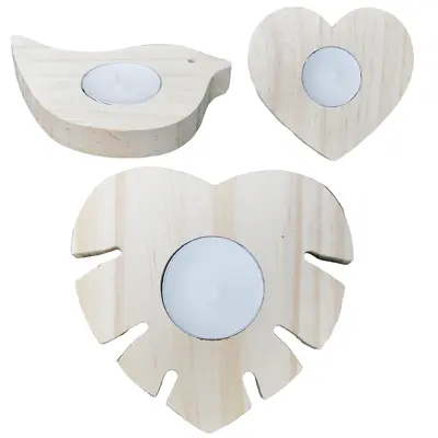 PORTA VELA / CASTICAL DE MADEIRA MDF COM VELA SORTIDOS