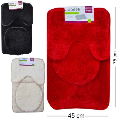 JOGO DE TAPETE DE PISO DE PELUCIA PARA BANHEIRO ANTIDERRAPANTE COM 3 PECAS