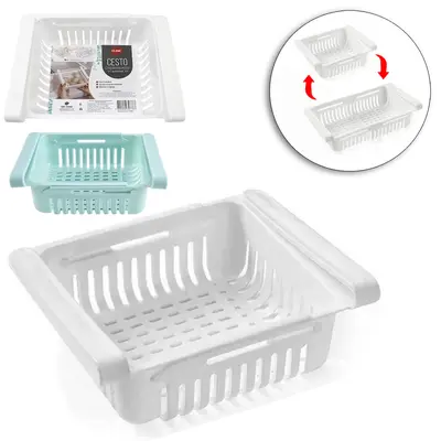 ORGANIZADOR DE GAVETA / PRATELEIRA MULTIUSO RETRATIL DE PLASTICO BRANCO 28,5X15,6X7,5CM