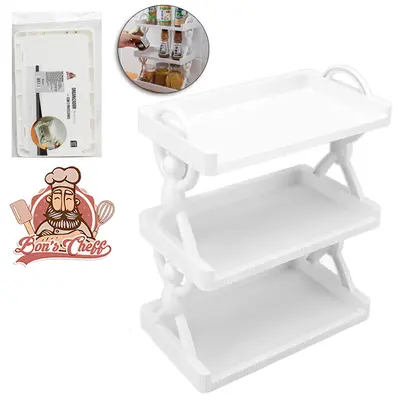 ORGANIZADOR PRATELEIRA RETANGULAR DE PLASTICO TRIPLA BRANCA BUDDY 34X25X15CM