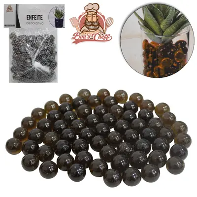 ENFEITE DECORATIVO BOLINHA DE VIDRO / GUDE COM 100 PECAS