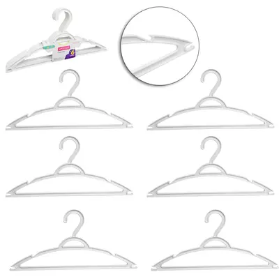 CABIDE ROUPA DE PLASTICO COM CAVA BRANCO COM 6 PECAS 39X18CM 6MM