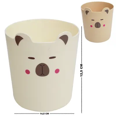 CESTO ORGANIZADOR PORTA TRECO DE PLASTICO REDONDO CAPIVARA 14,5X12,5CM DE Ø