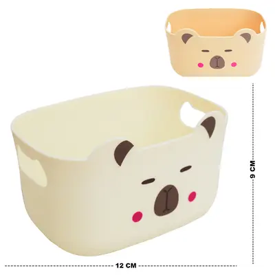 CESTO ORGANIZADOR PORTA TRECO DE PLASTICO RETANGULAR CAPIVARA COM ALCA 12X9X7,5CM
