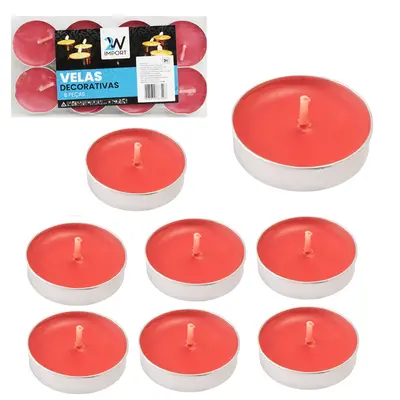 VELA DECORATIVA FLUTUANTE VERMELHA COM 8 PECAS 3,5CM DE Ø