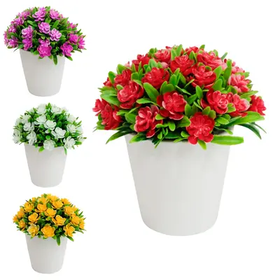 FLOR PERMANENTE COM VASO DE PLASTICO REDONDO SORTIDAS 12X7,5X5,6CM VCF