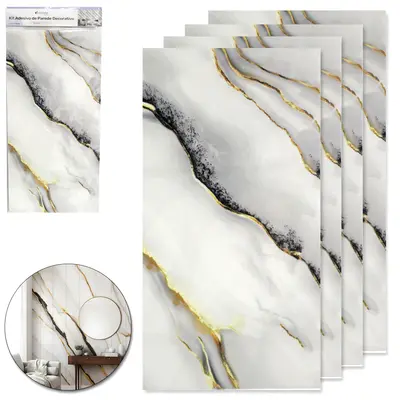 PAPEL DE PAREDE PLACA AUTOADESIVO MARMORE COM 4 PECAS 60X30CM