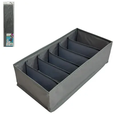 CAIXA ORGANIZADOR OXFORD (PVC/TNT) DOBRAVEL ROUPAS INTIMAS MULTIUSO COM 6 DIVISORIAS 30X16X10CM